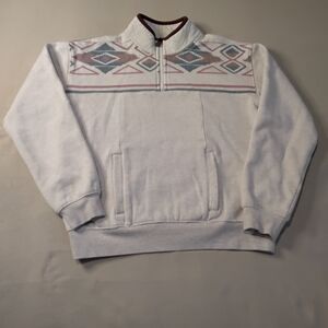 RANK 45 Women's White and Maroon Southwestern Geometric Sweater Sz S